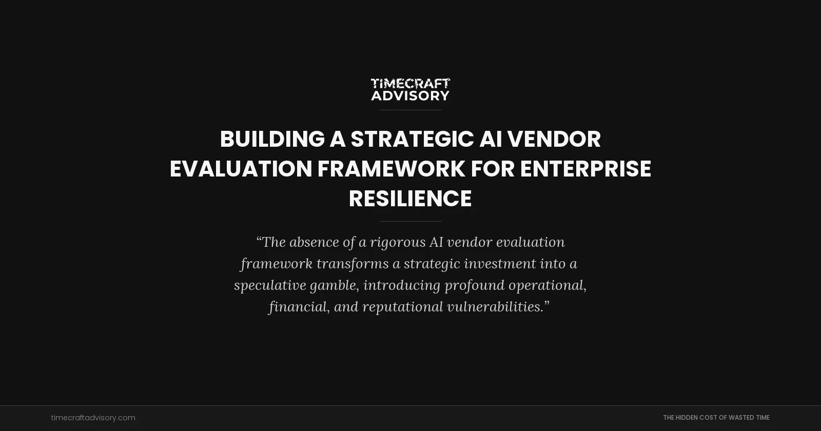 Building a Strategic AI Vendor Evaluation Framework for Enterprise Resilience