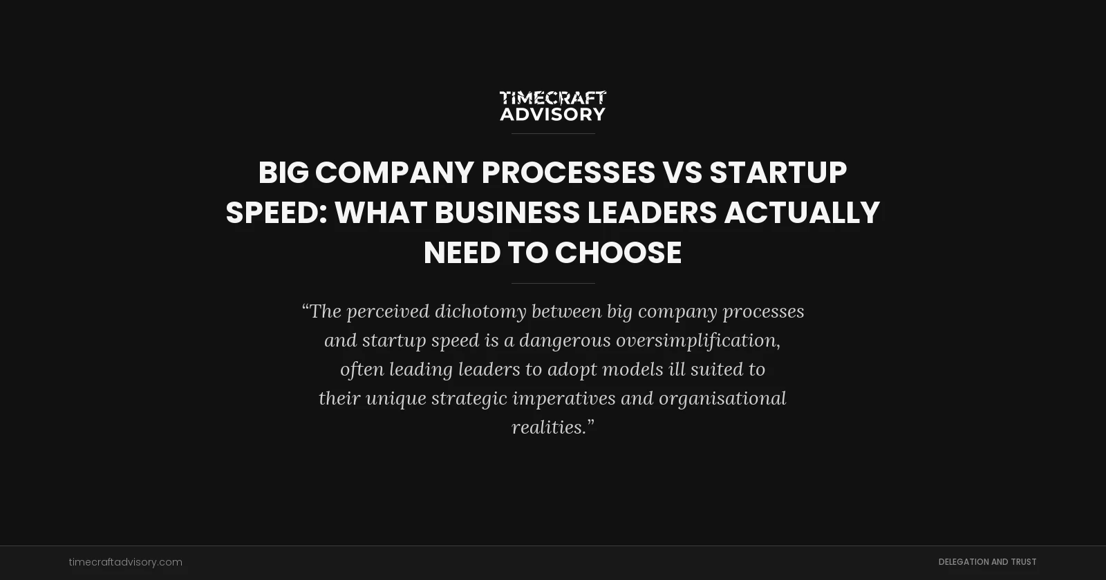 Big Company Processes vs Startup Speed: What Business Leaders Actually Need to Choose