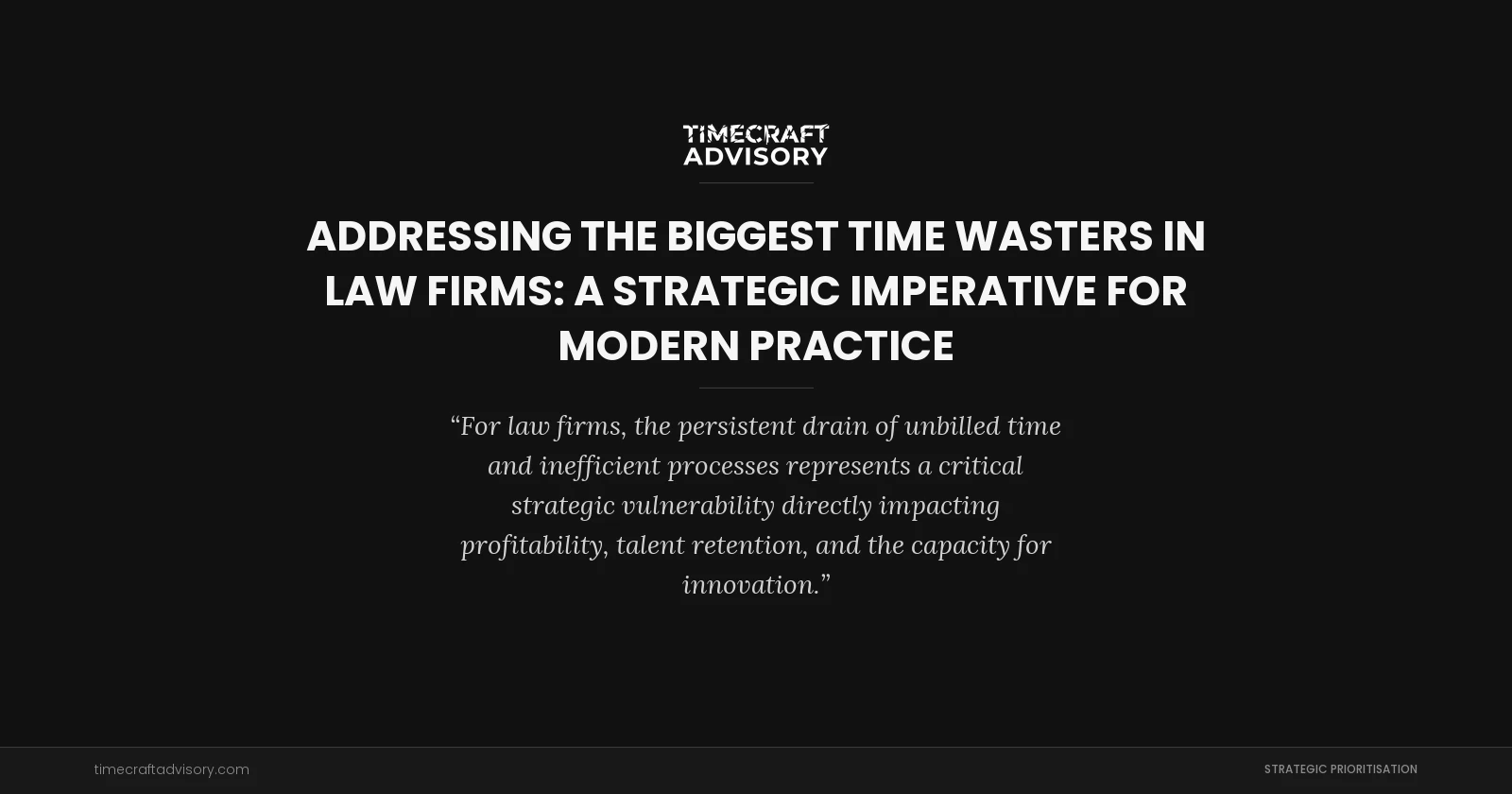 Addressing the Biggest Time Wasters in Law Firms: A Strategic Imperative for Modern Practice