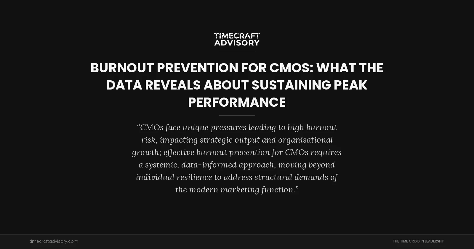 Burnout Prevention for CMOs: What the Data Reveals About Sustaining Peak Performance