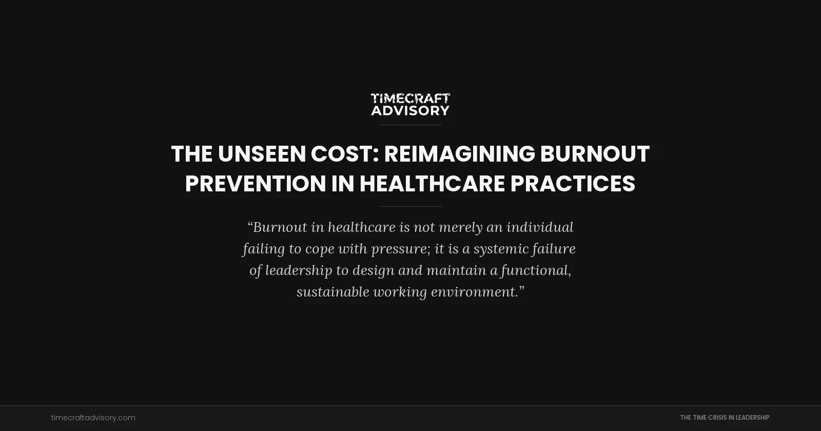 The Unseen Cost: Reimagining Burnout Prevention in Healthcare Practices