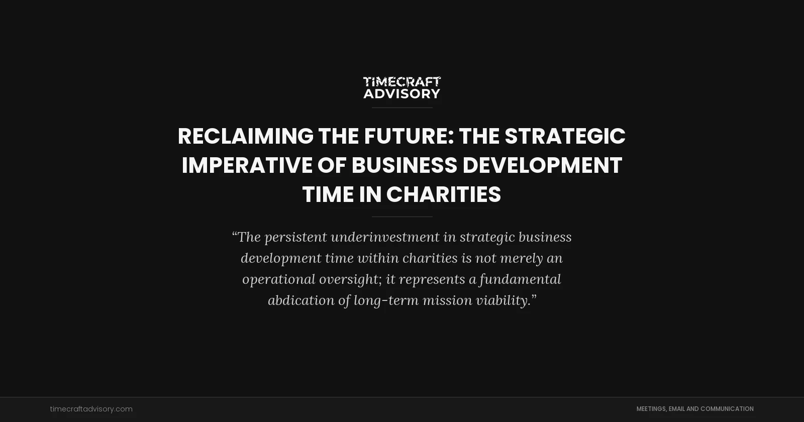 Reclaiming the Future: The Strategic Imperative of Business Development Time in Charities