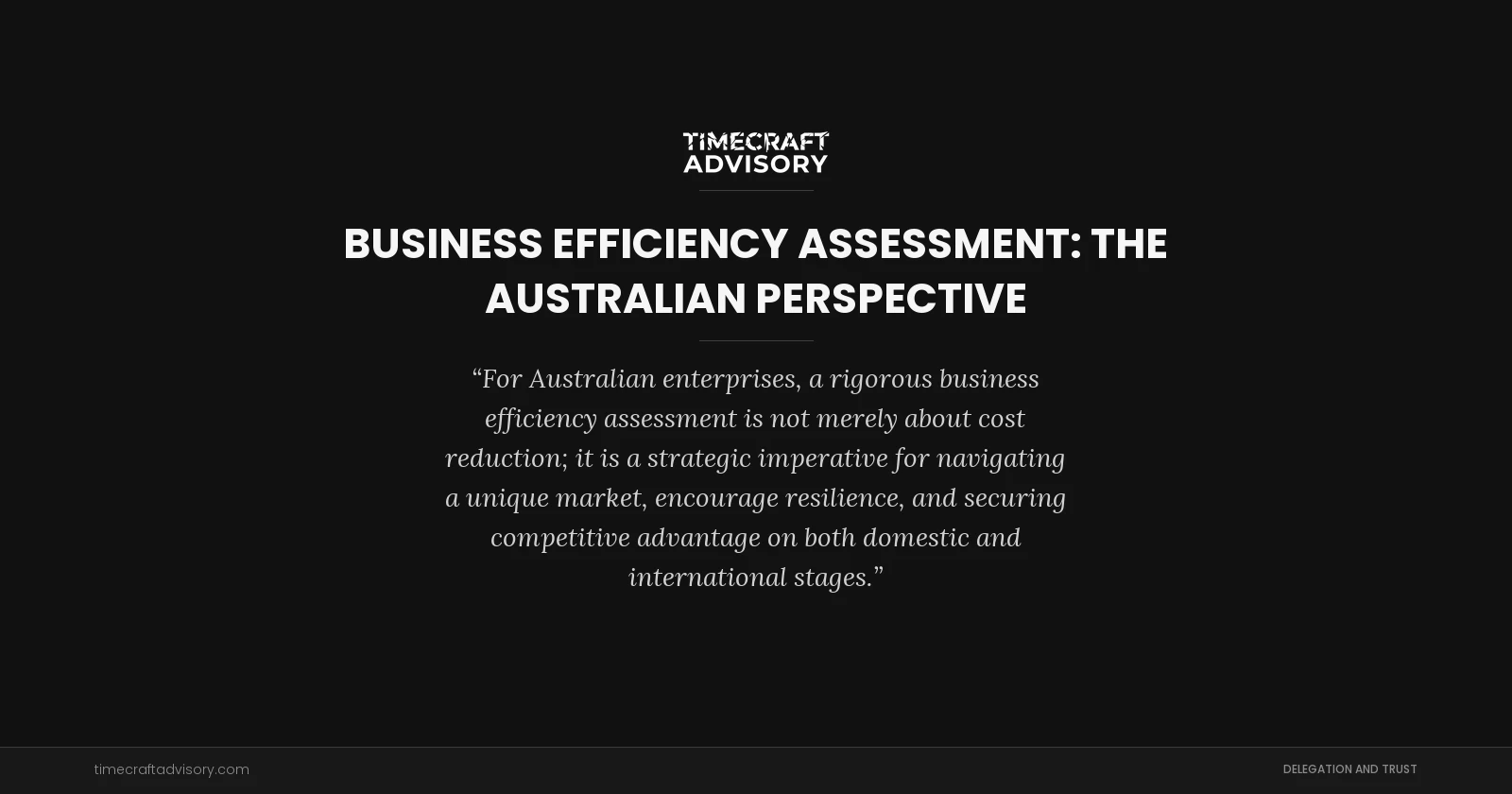 Business Efficiency Assessment: The Australian Perspective