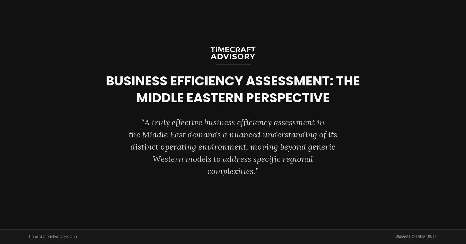 Business Efficiency Assessment: The Middle Eastern Perspective