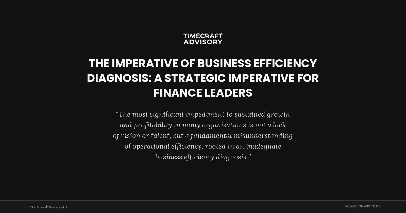 The Imperative of Business Efficiency Diagnosis: A Strategic Imperative for Finance Leaders