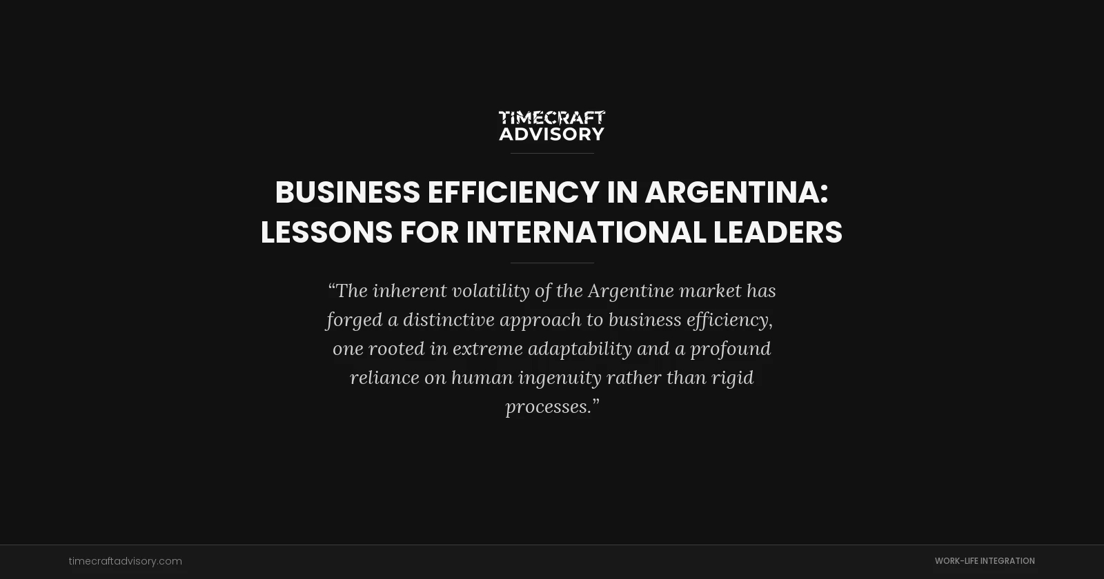Business Efficiency in Argentina: Lessons for International Leaders
