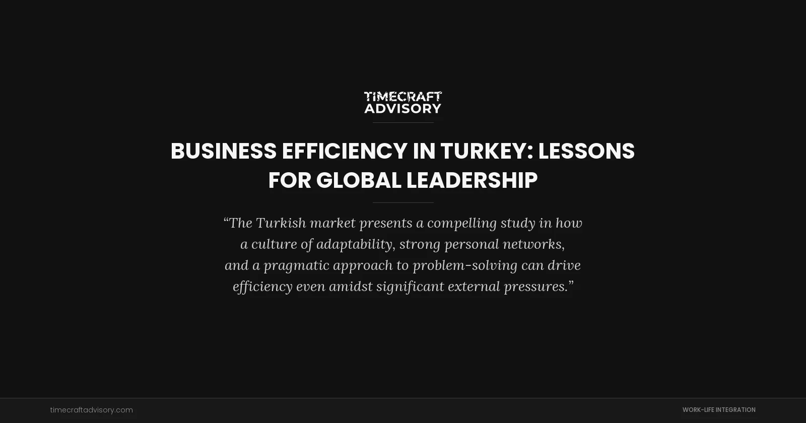 Business Efficiency in Turkey: Lessons for Global Leadership