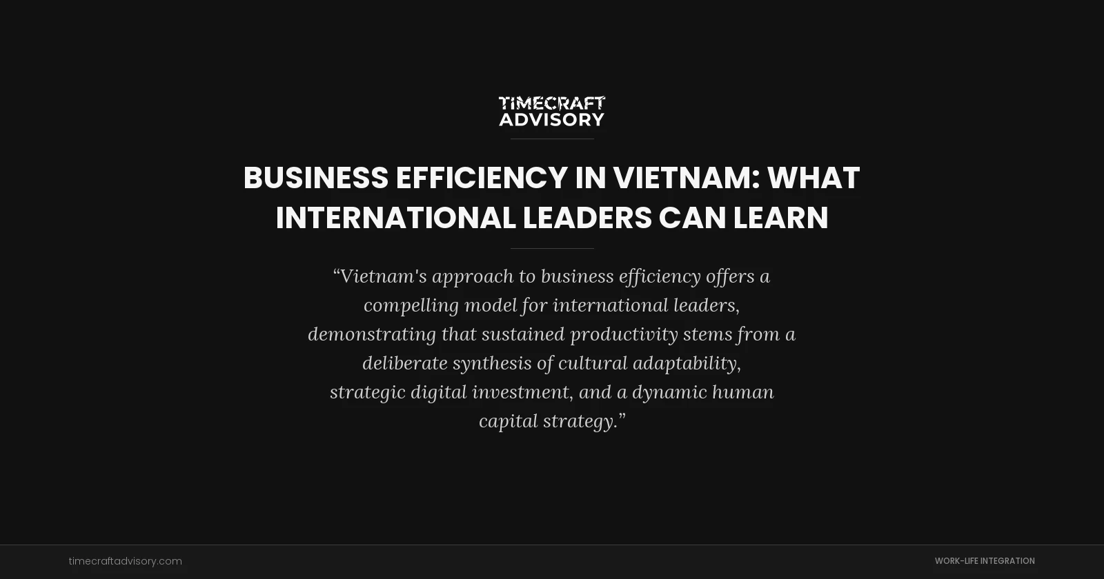 Business Efficiency in Vietnam: What International Leaders Can Learn