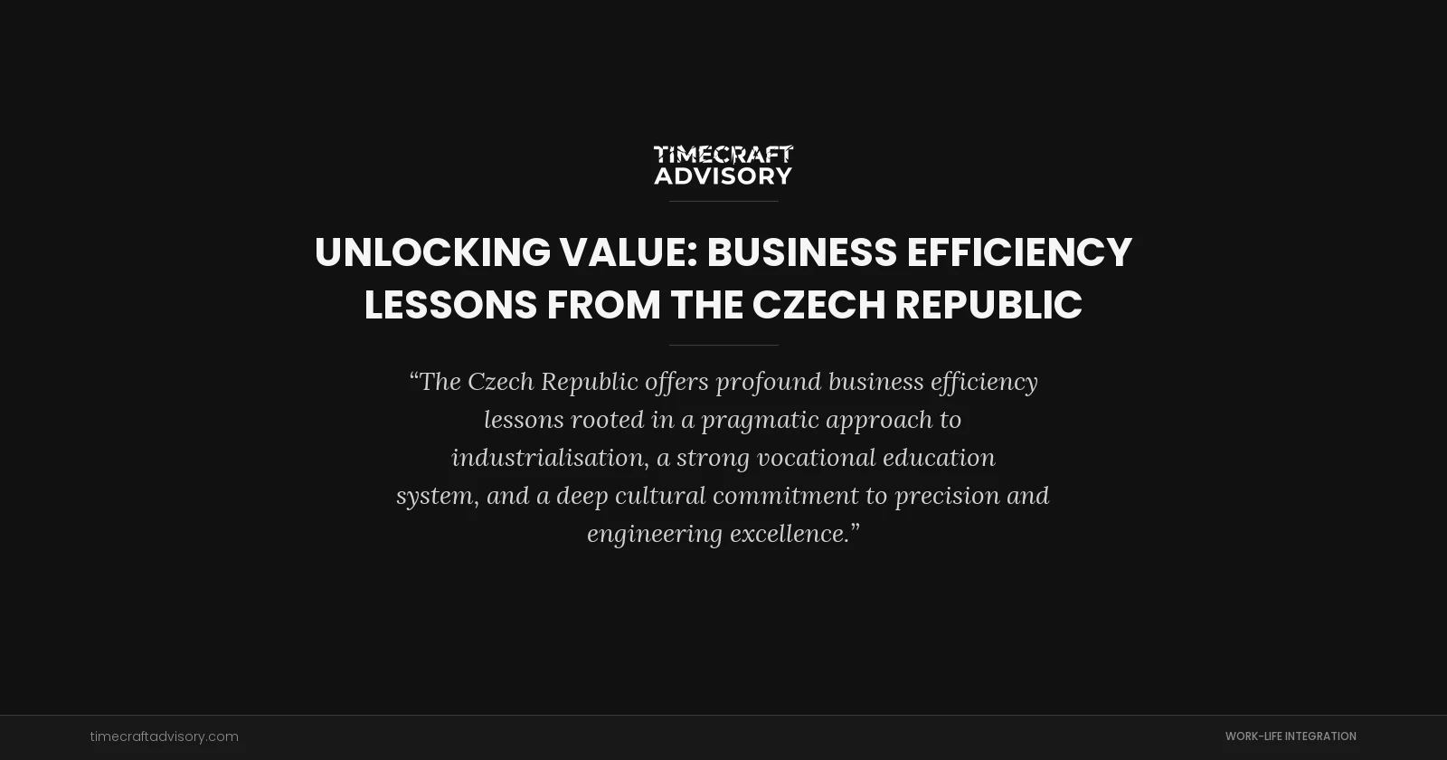 Unlocking Value: Business Efficiency Lessons From the Czech Republic