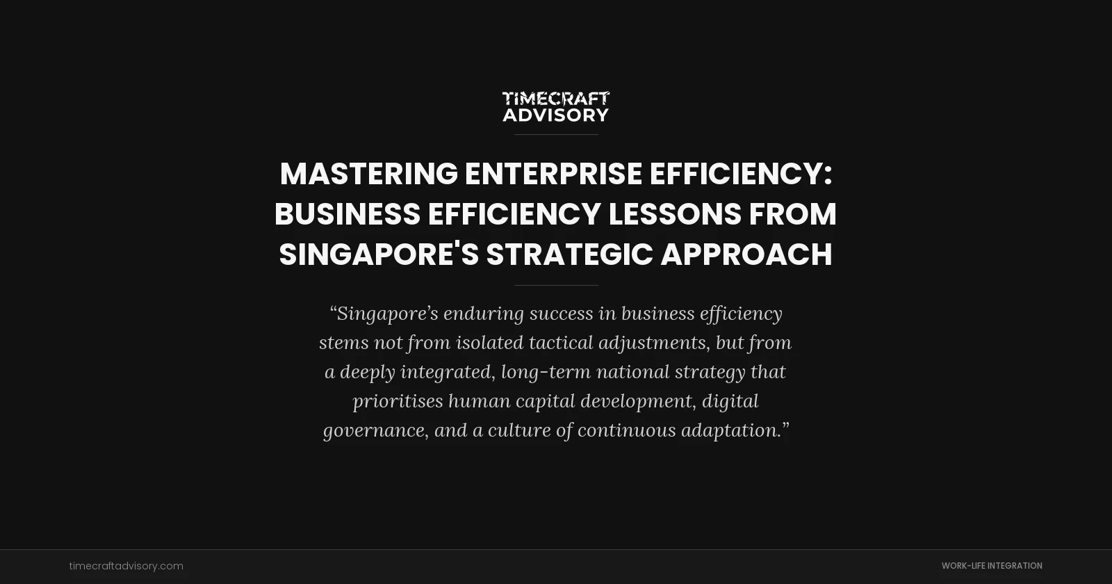 Mastering Enterprise Efficiency: Business Efficiency Lessons from Singapore's Strategic Approach