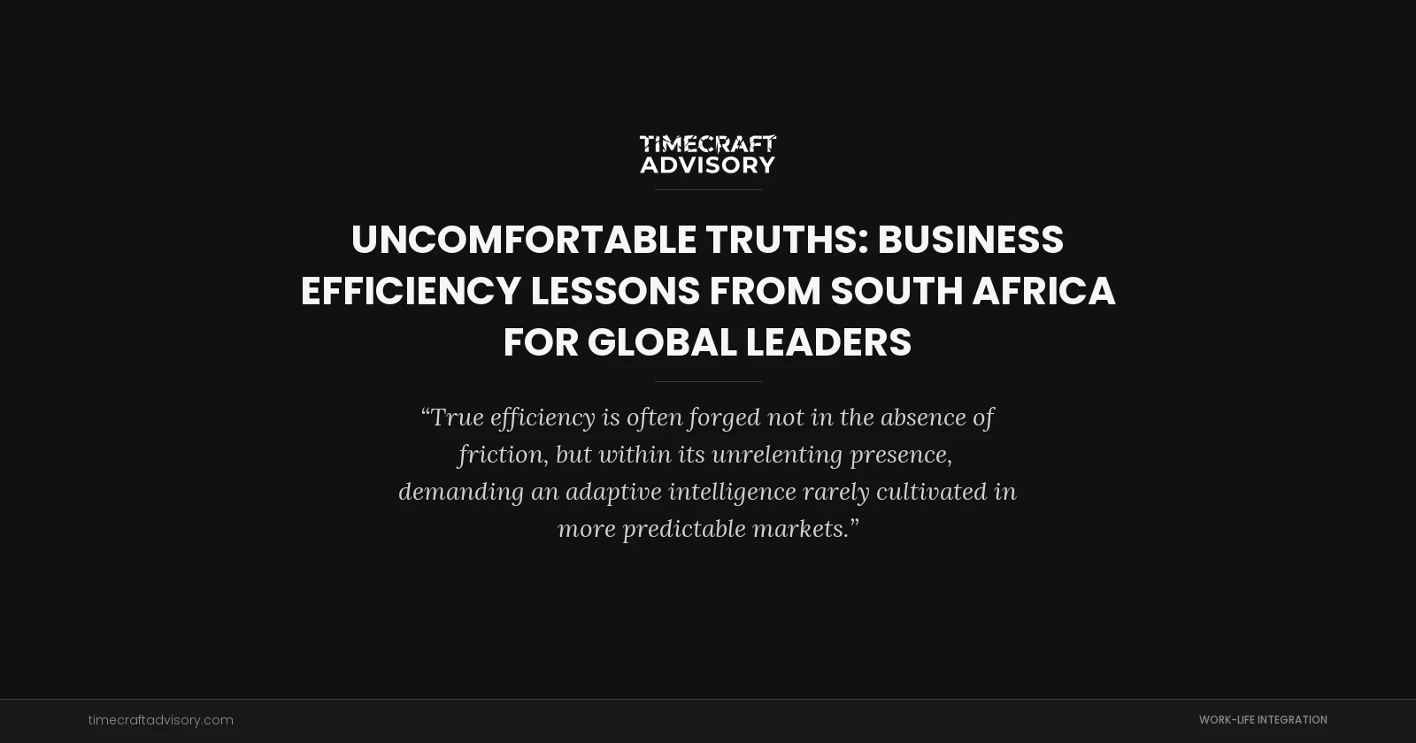 Uncomfortable Truths: Business Efficiency Lessons From South Africa for Global Leaders