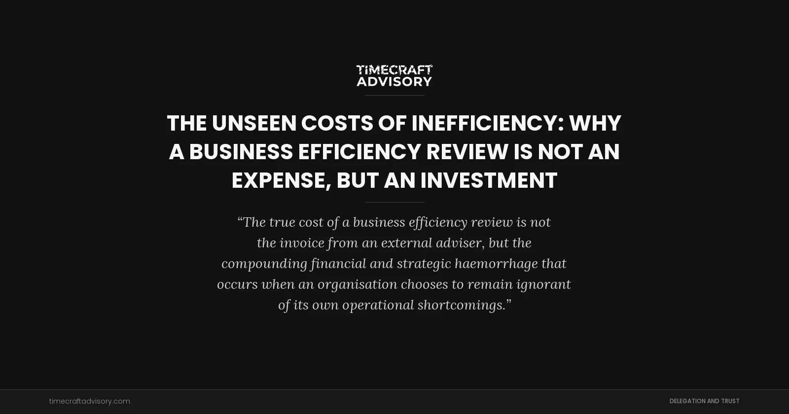 The Unseen Costs of Inefficiency: Why a Business Efficiency Review is Not an Expense, But an Investment