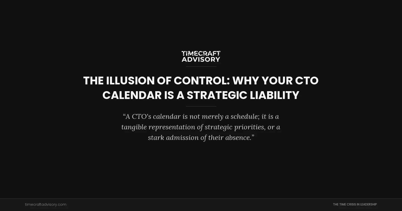 The Illusion of Control: Why Your CTO Calendar is a Strategic Liability
