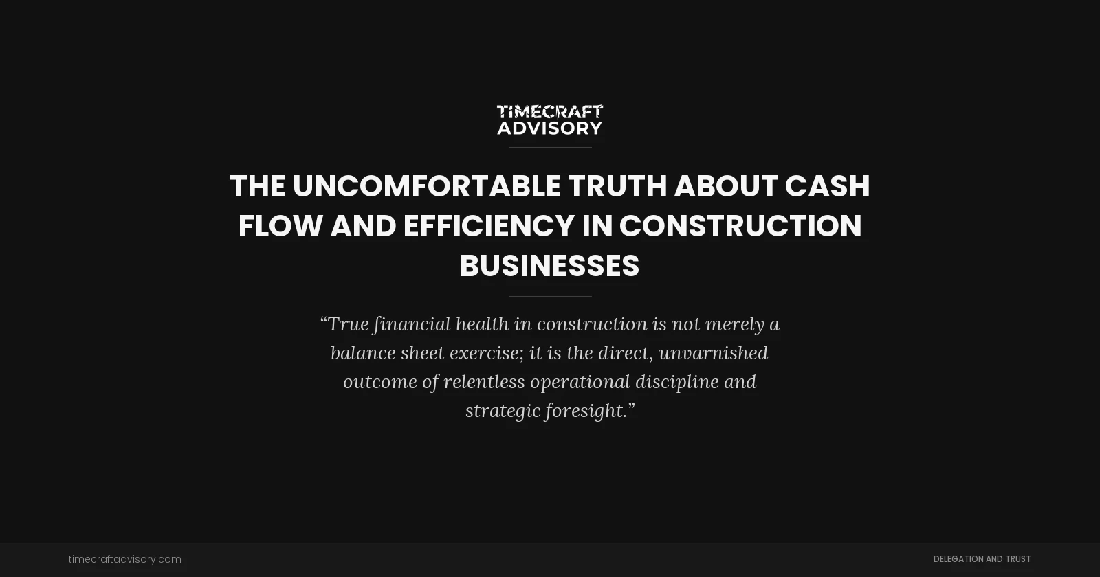The Uncomfortable Truth About Cash Flow And Efficiency in Construction Businesses