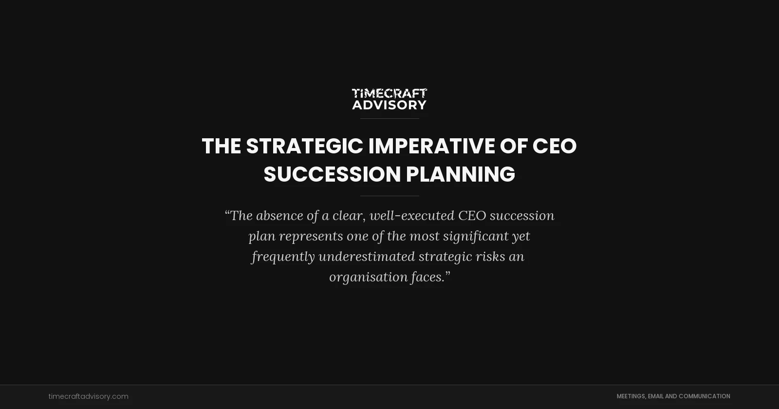 The Strategic Imperative of CEO Succession Planning