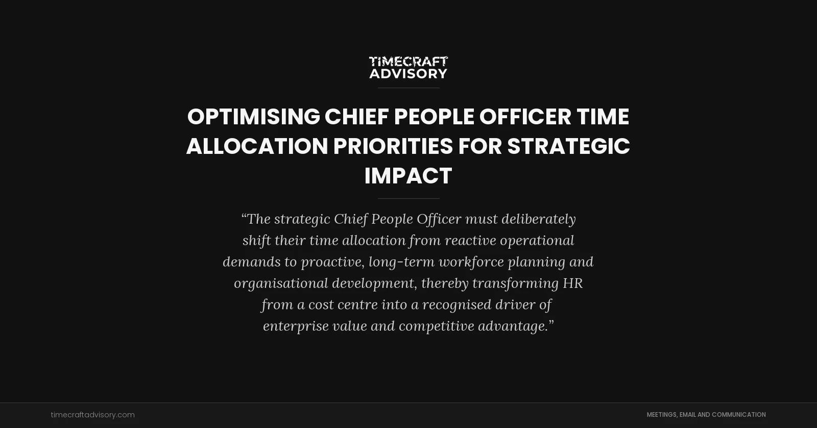 Optimising Chief People Officer Time Allocation Priorities for Strategic Impact