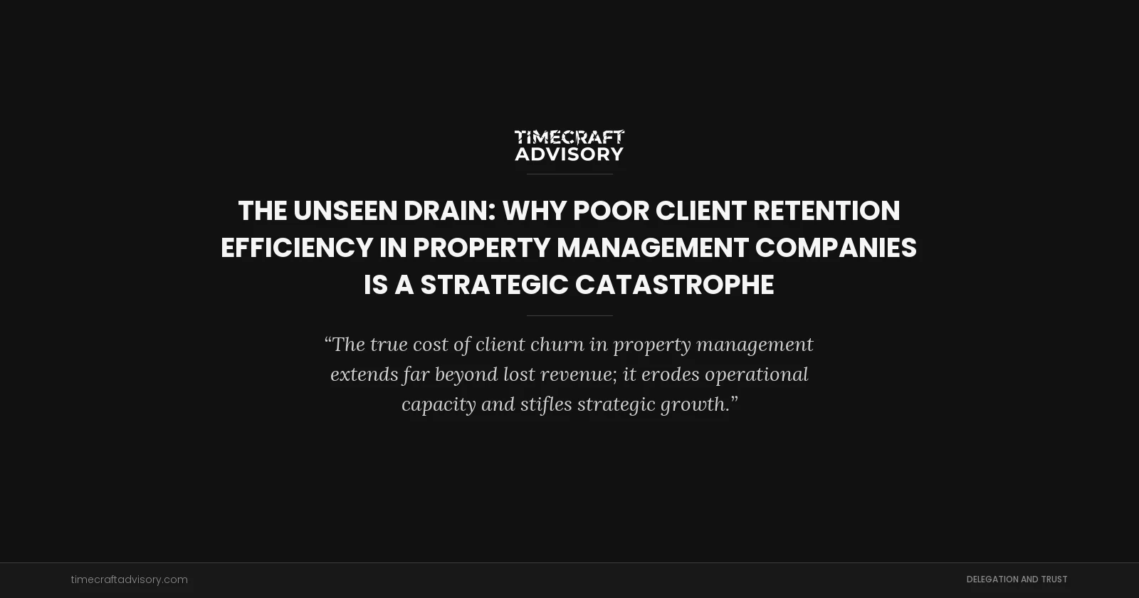 The Unseen Drain: Why Poor Client Retention Efficiency in Property Management Companies Is a Strategic Catastrophe