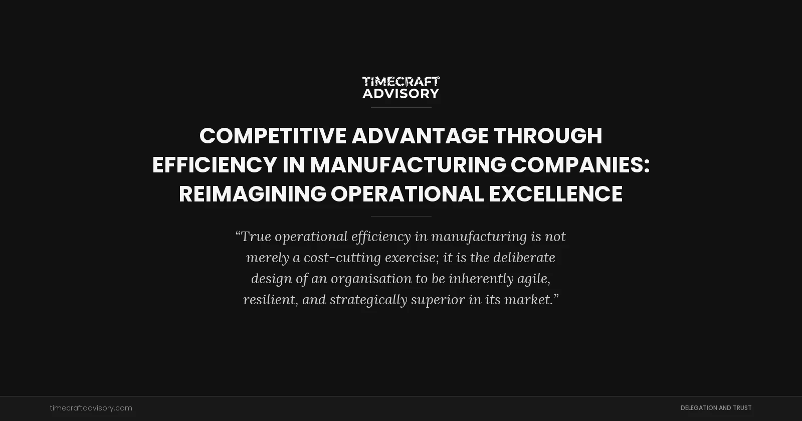 Competitive Advantage Through Efficiency in Manufacturing Companies: Reimagining Operational Excellence