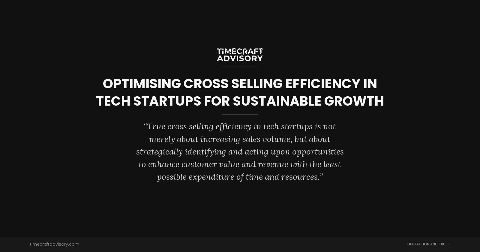 Optimising Cross Selling Efficiency in Tech Startups for Sustainable Growth