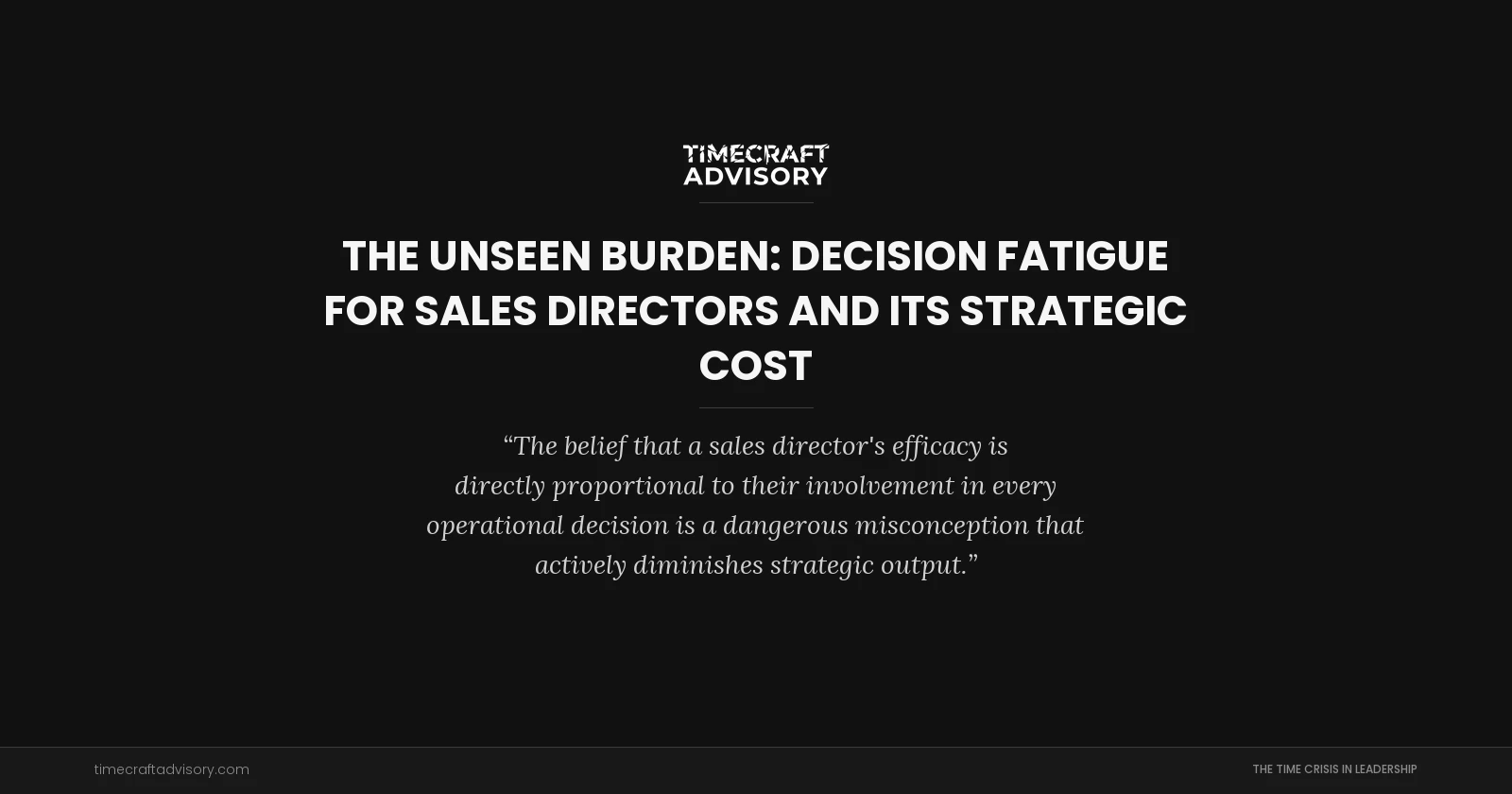 The Unseen Burden: Decision Fatigue for Sales Directors and its Strategic Cost