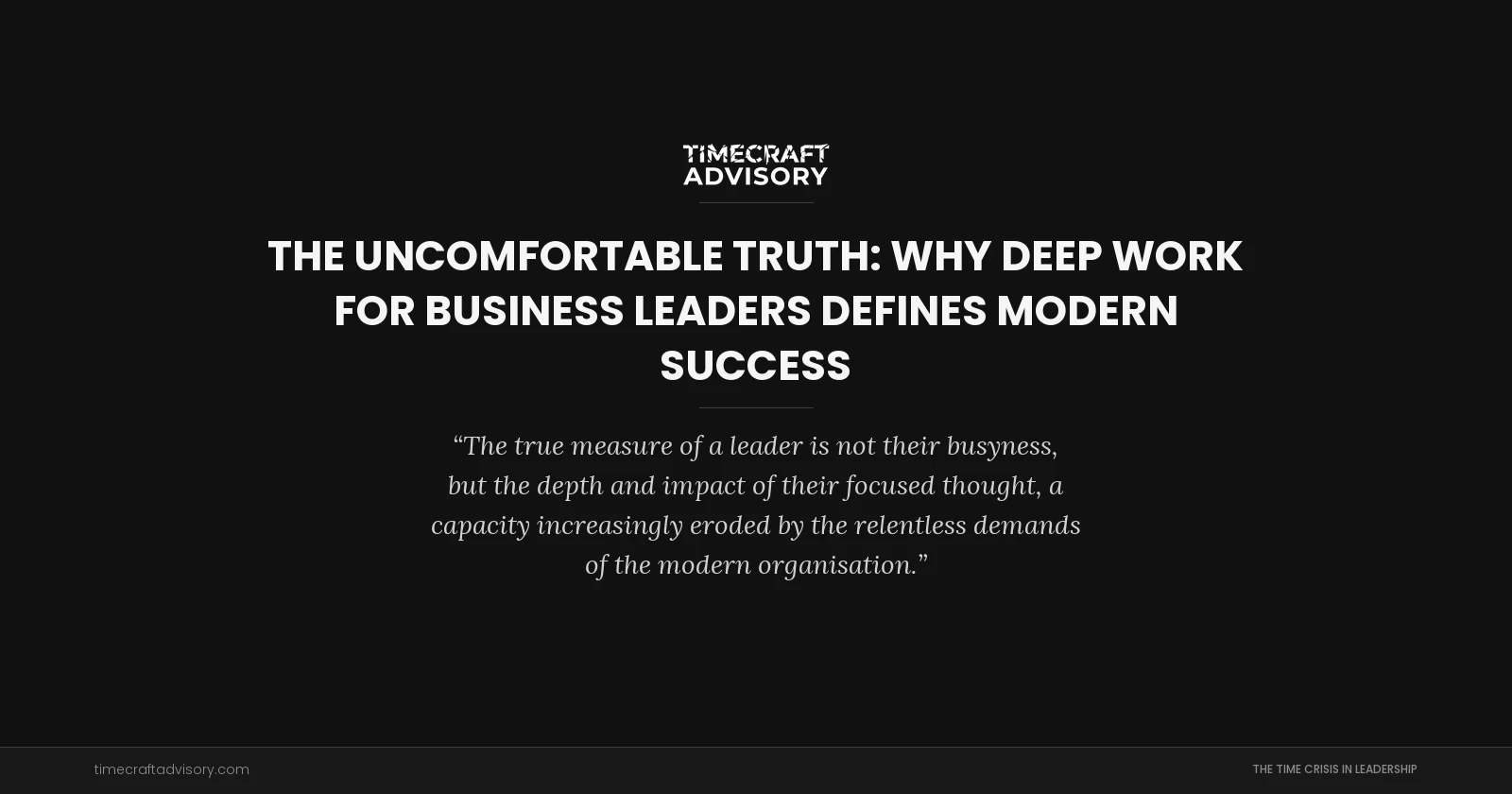 The Uncomfortable Truth: Why Deep Work for Business Leaders Defines Modern Success