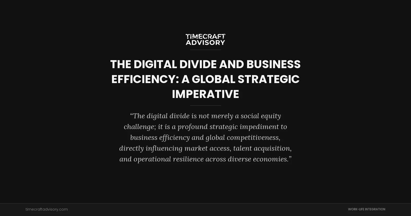 The Digital Divide and Business Efficiency: A Global Strategic Imperative