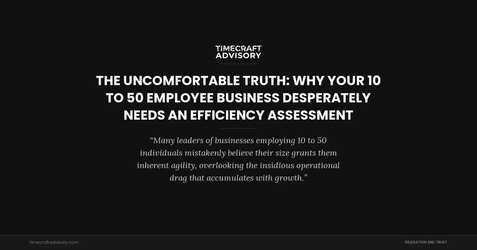 The Uncomfortable Truth: Why Your 10 to 50 Employee Business Desperately Needs an Efficiency Assessment