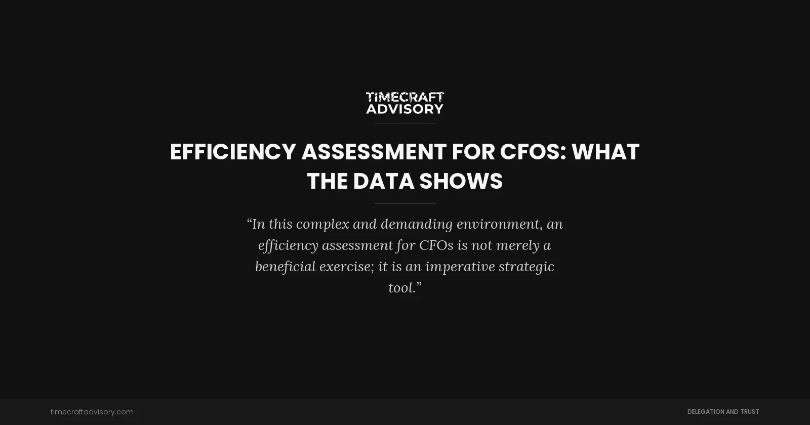 Efficiency Assessment for CFOs: What the Data Shows