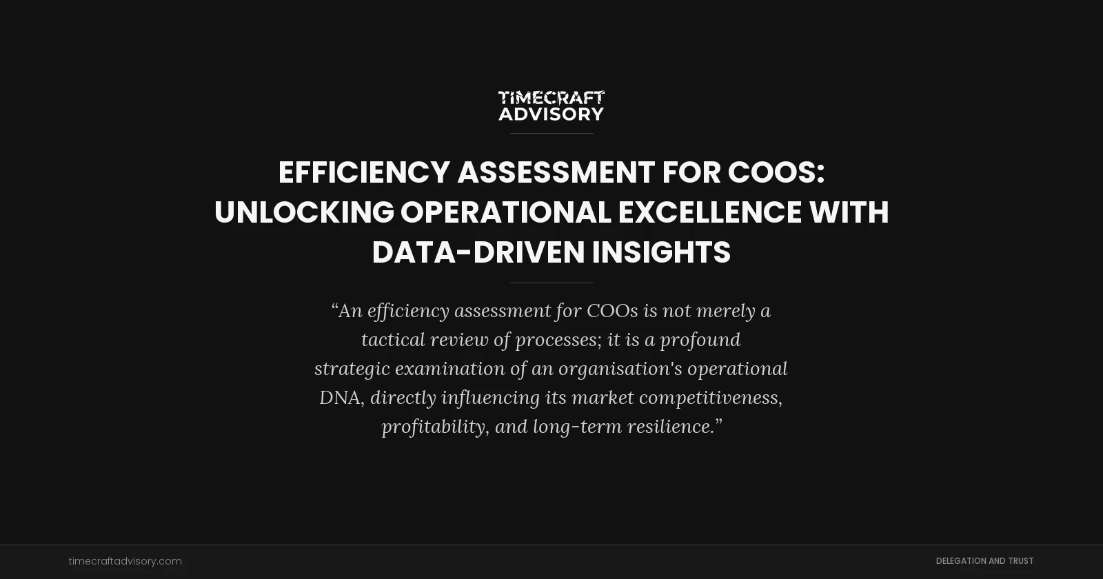 Efficiency Assessment for COOs: Unlocking Operational Excellence with Data-Driven Insights