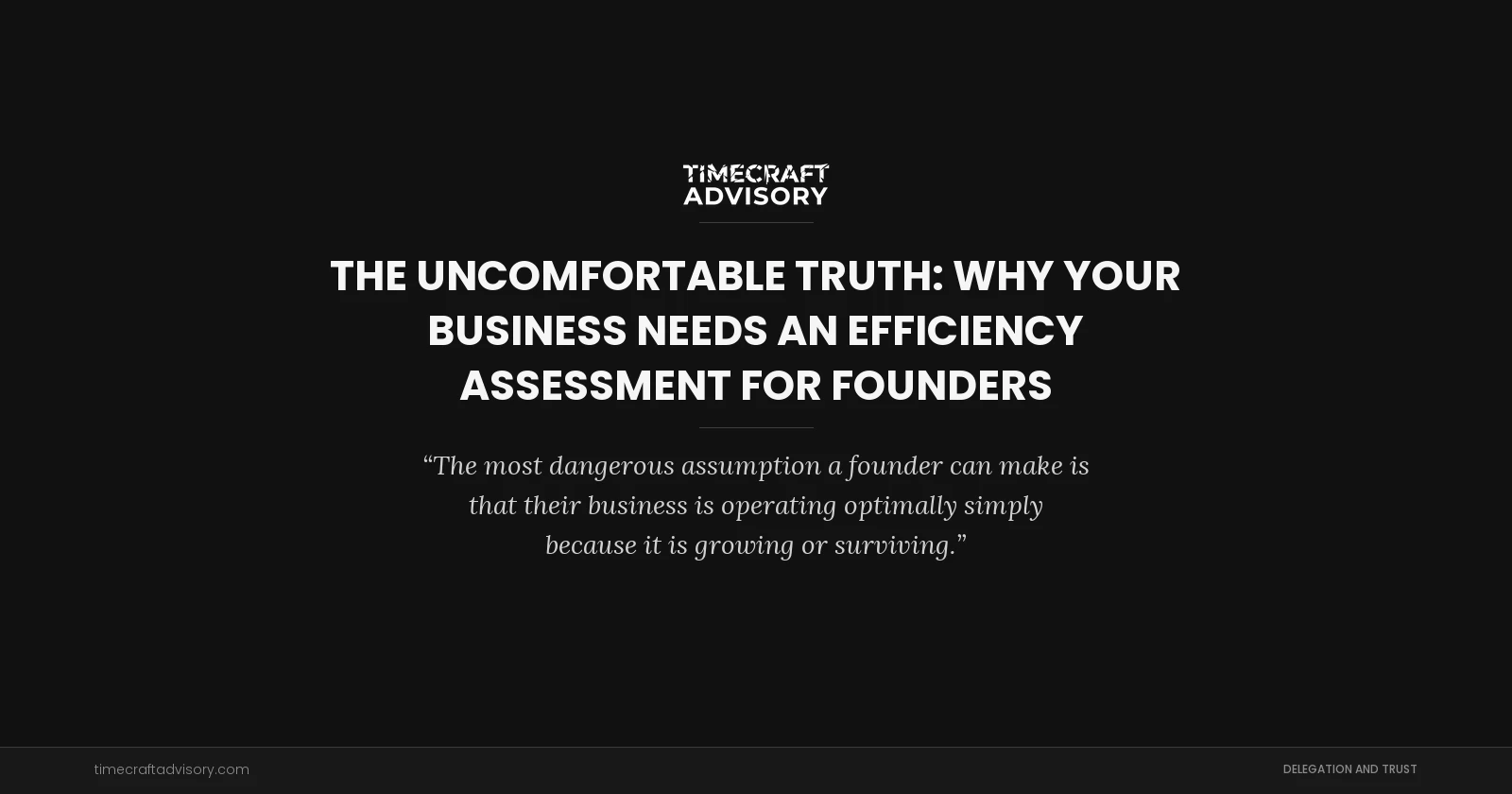 The Uncomfortable Truth: Why Your Business Needs an Efficiency Assessment for Founders
