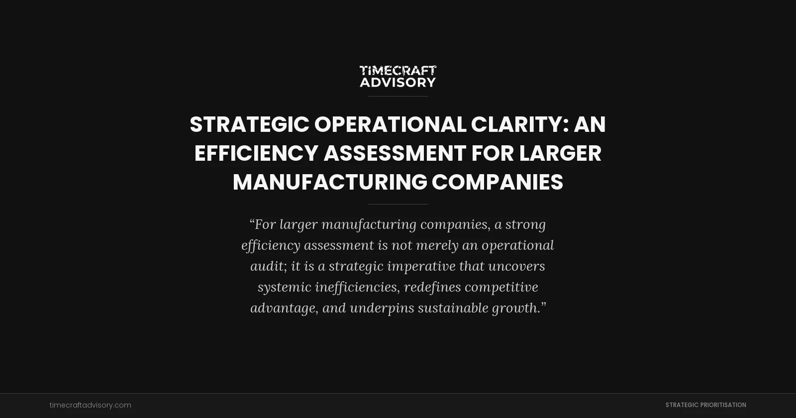 Strategic Operational Clarity: An Efficiency Assessment for Larger Manufacturing Companies