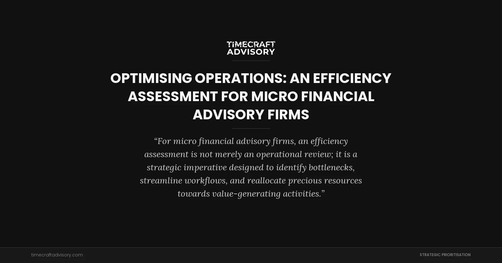 Optimising Operations: An Efficiency Assessment for Micro Financial Advisory Firms