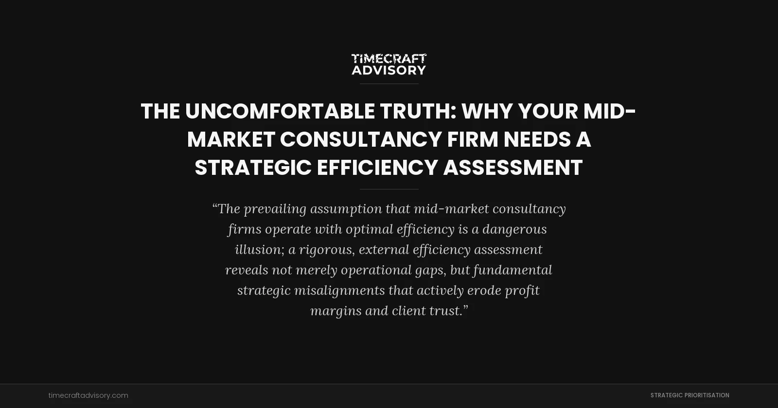 The Uncomfortable Truth: Why Your Mid-Market Consultancy Firm Needs a Strategic Efficiency Assessment