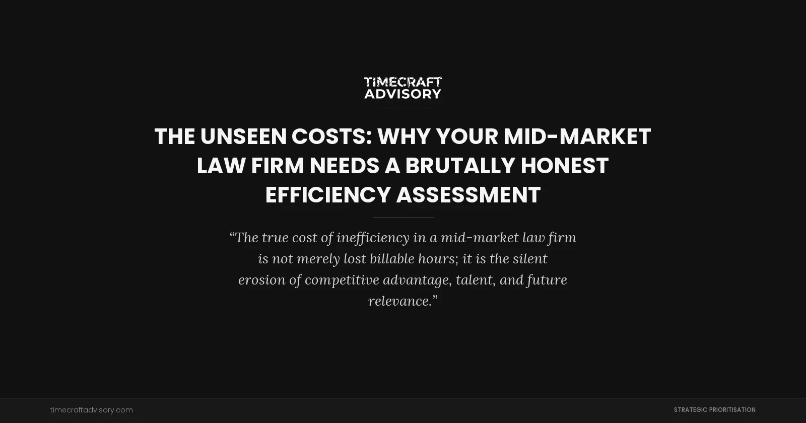 The Unseen Costs: Why Your Mid-Market Law Firm Needs a Brutally Honest Efficiency Assessment