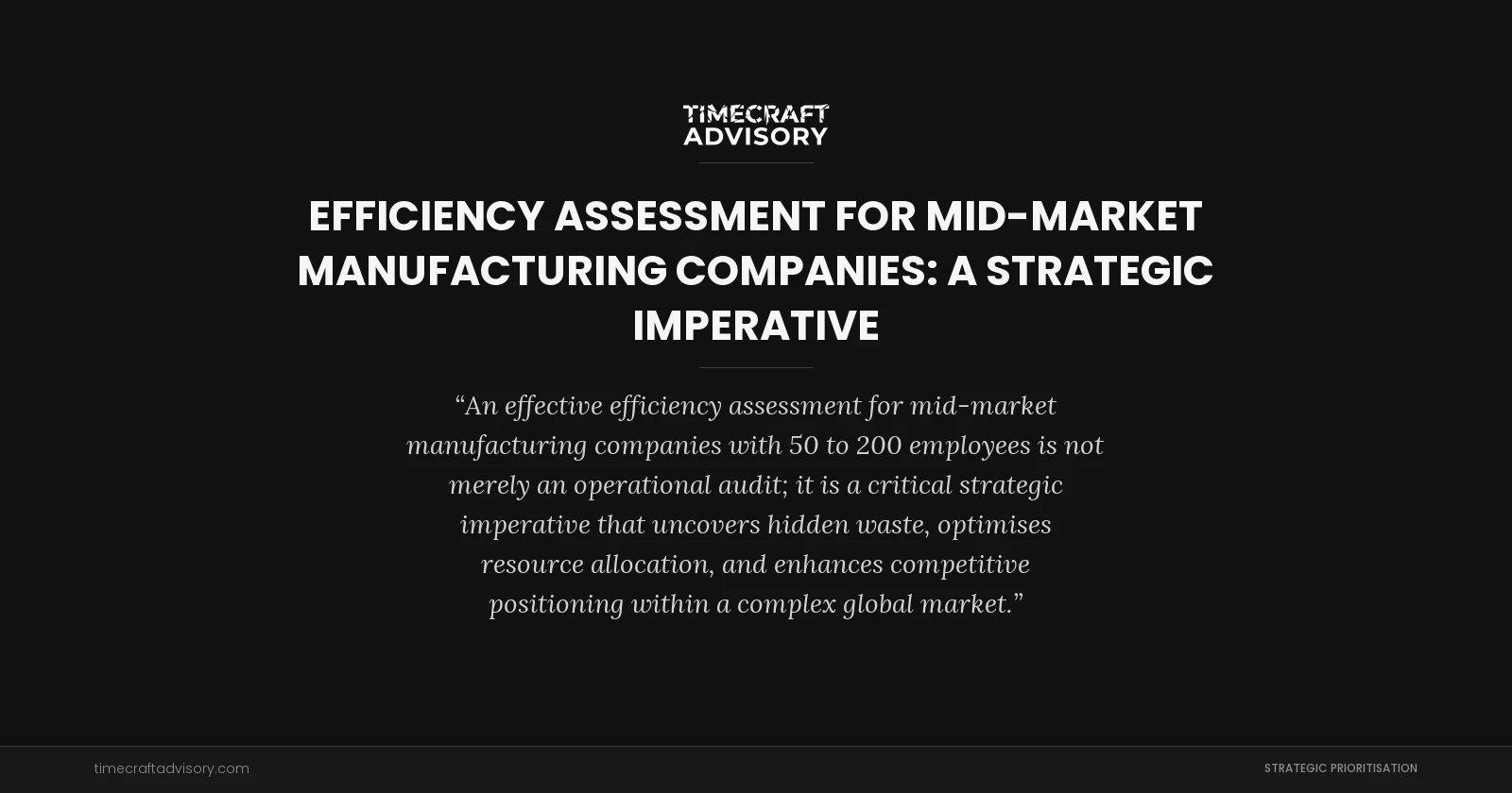 Efficiency Assessment for Mid-Market Manufacturing Companies: A Strategic Imperative