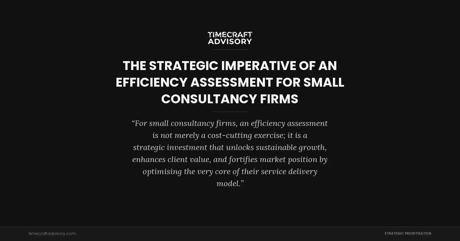 The Strategic Imperative of an Efficiency Assessment for Small Consultancy Firms