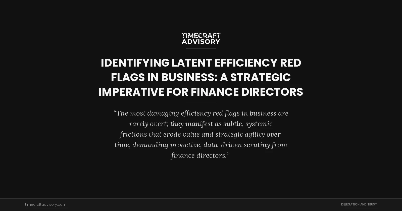 Identifying Latent Efficiency Red Flags in Business: A Strategic Imperative for Finance Directors