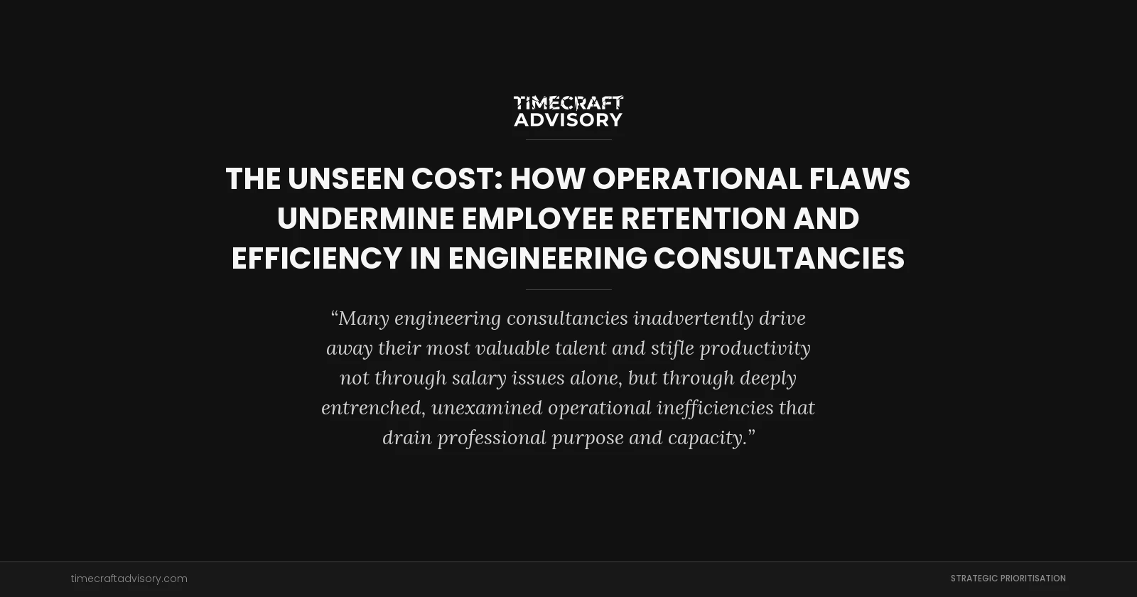 The Unseen Cost: How Operational Flaws Undermine Employee Retention And Efficiency in Engineering Consultancies