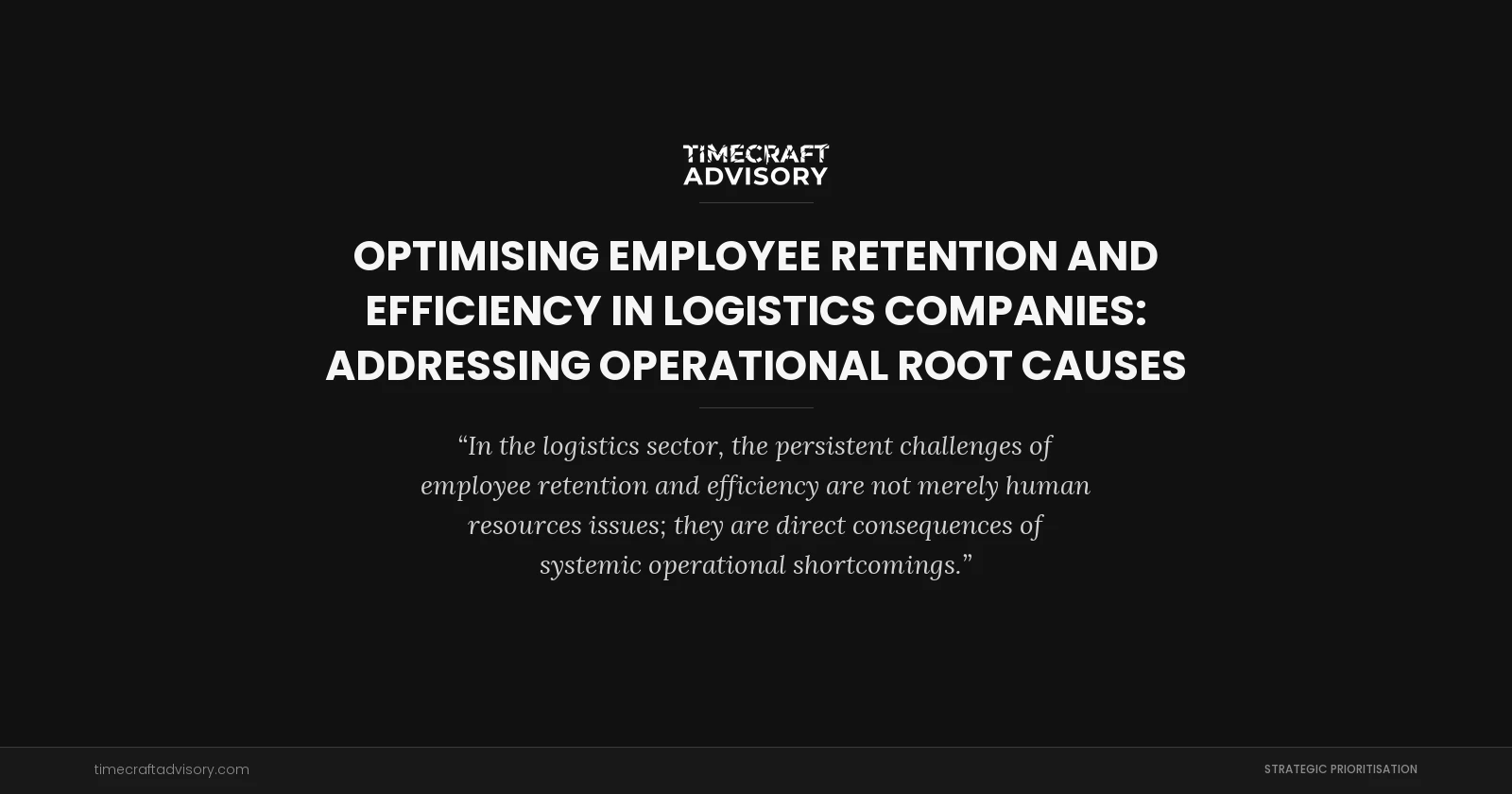Optimising Employee Retention And Efficiency in Logistics Companies: Addressing Operational Root Causes
