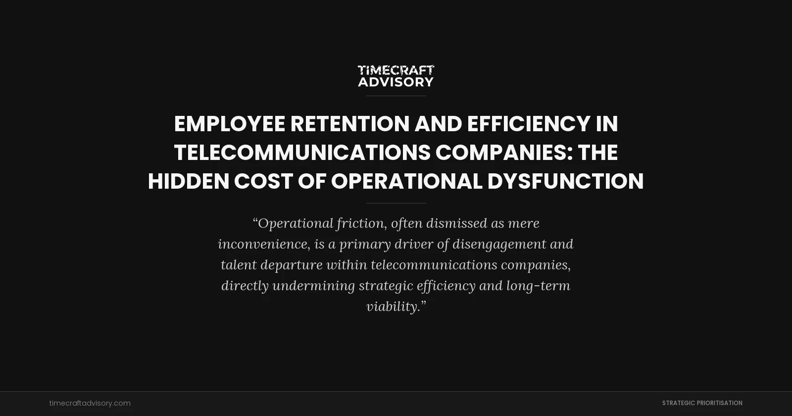Employee Retention and Efficiency in Telecommunications Companies: The Hidden Cost of Operational Dysfunction
