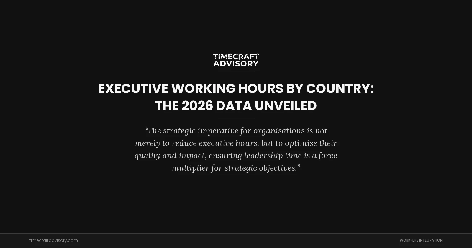Executive Working Hours by Country: The 2026 Data Unveiled