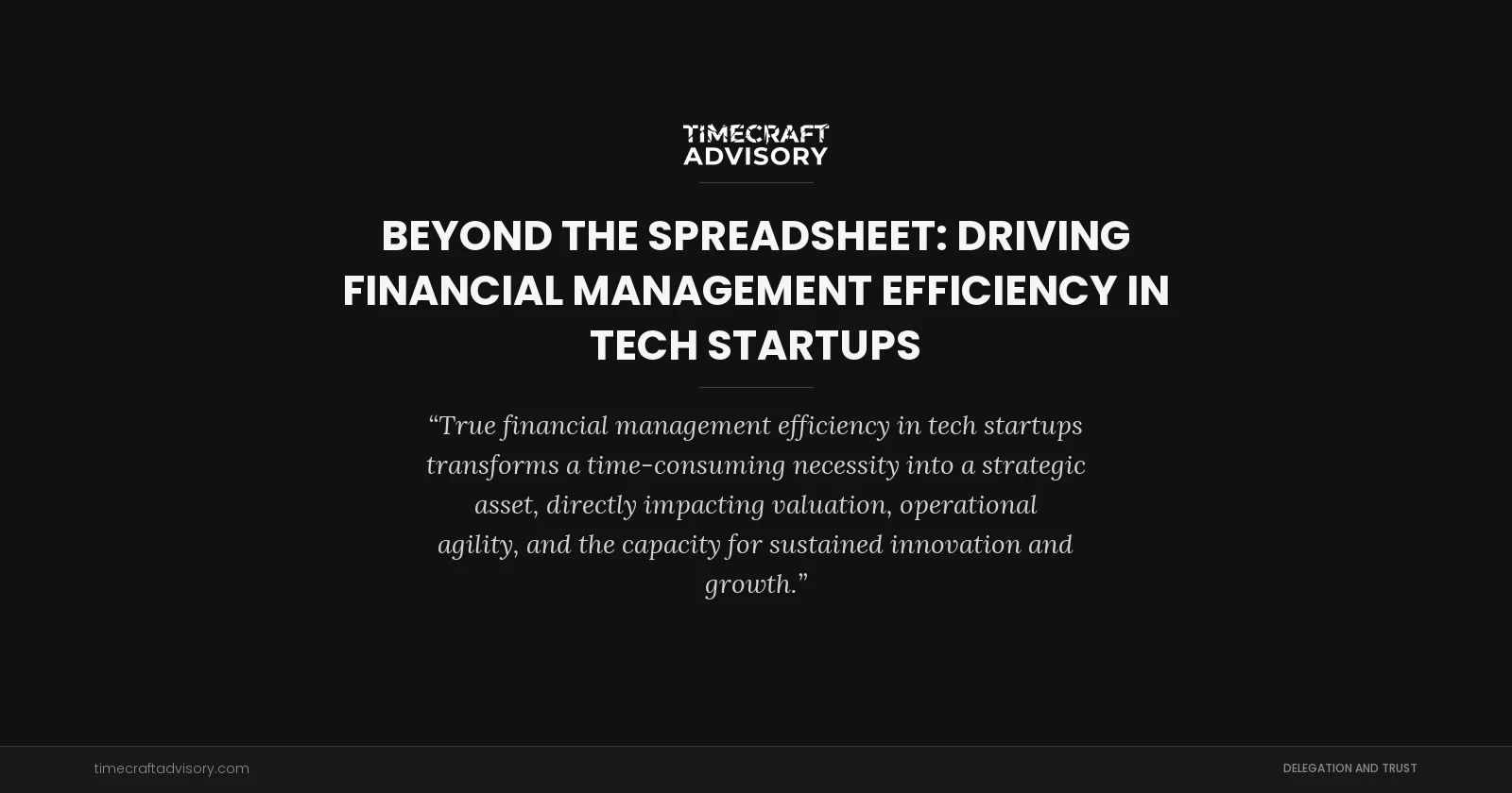 Beyond the Spreadsheet: Driving Financial Management Efficiency in Tech Startups