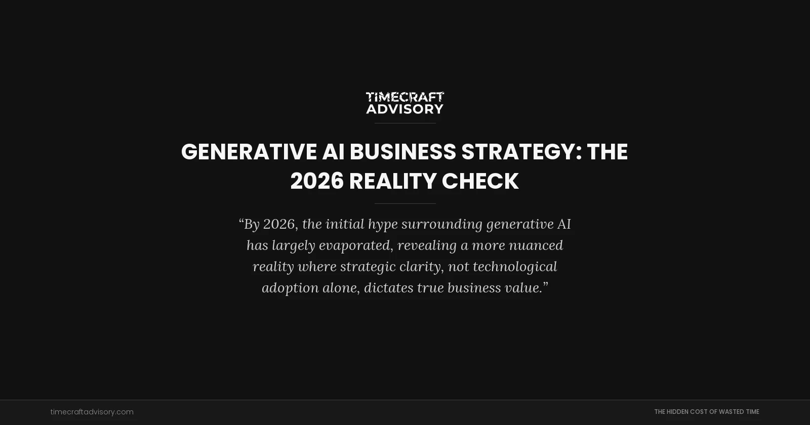 Generative AI Business Strategy: The 2026 Reality Check