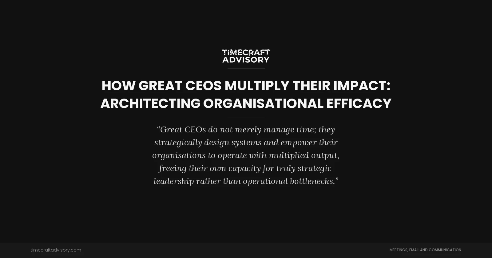How Great CEOs Multiply Their Impact: Architecting Organisational Efficacy
