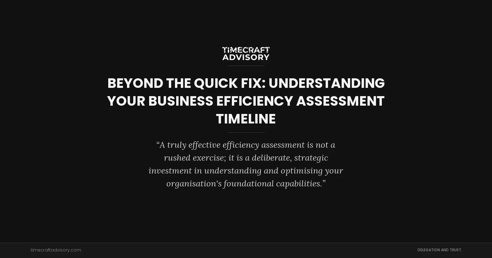 Beyond the Quick Fix: Understanding Your Business Efficiency Assessment Timeline