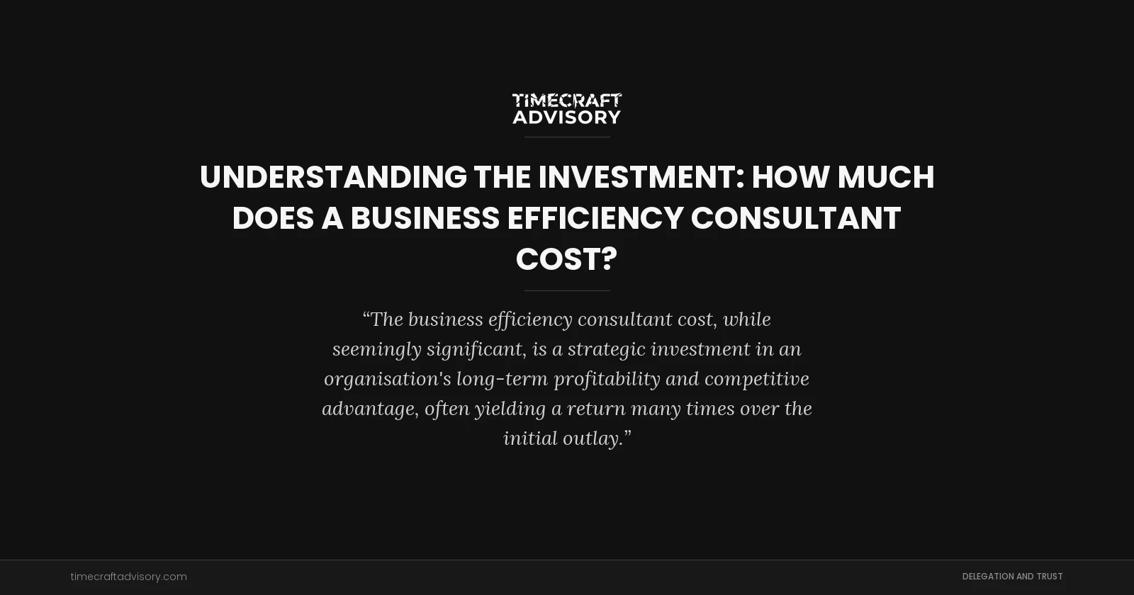 Understanding the Investment: How Much Does a Business Efficiency Consultant Cost?