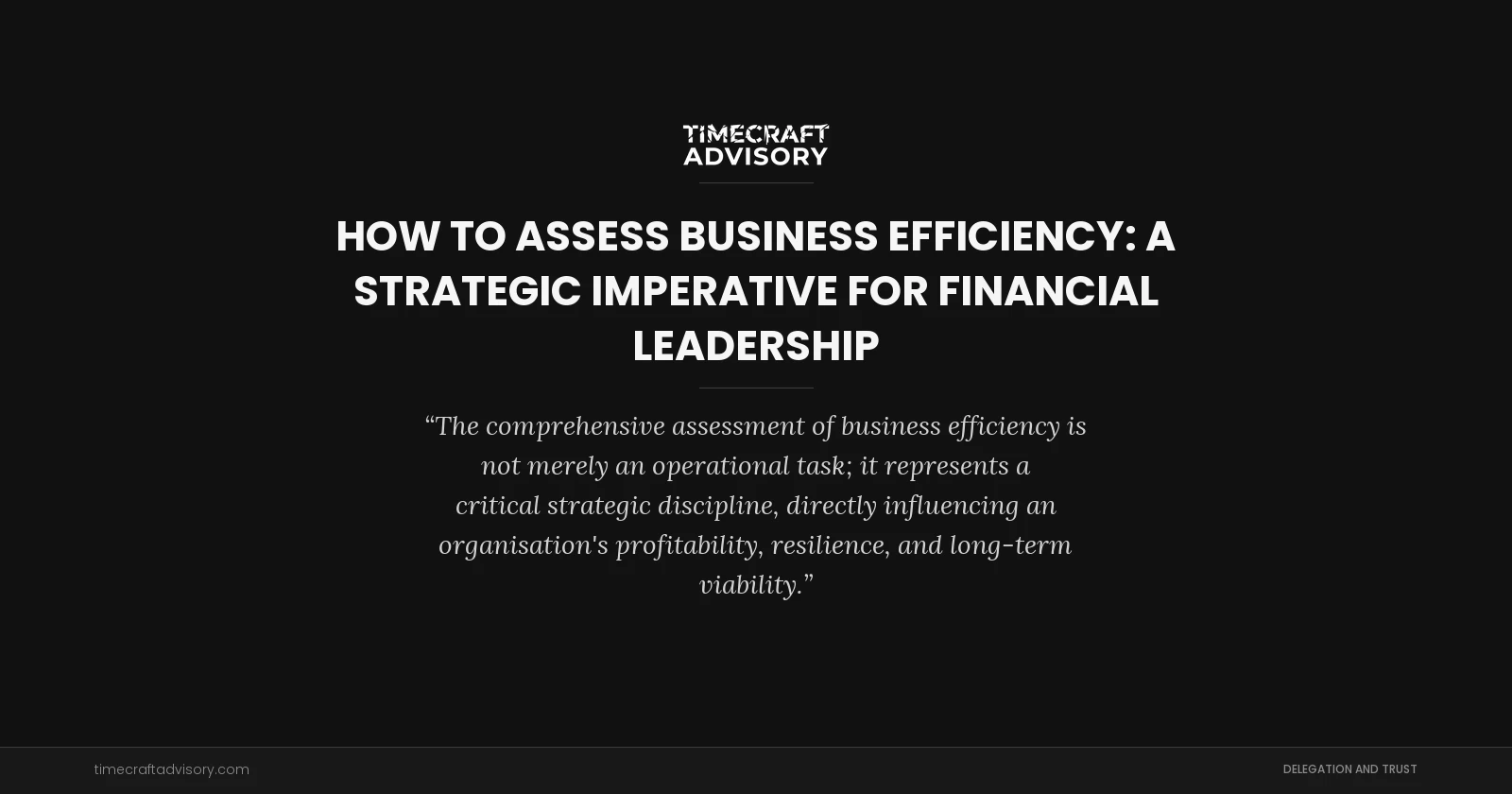 How to Assess Business Efficiency: A Strategic Imperative for Financial Leadership
