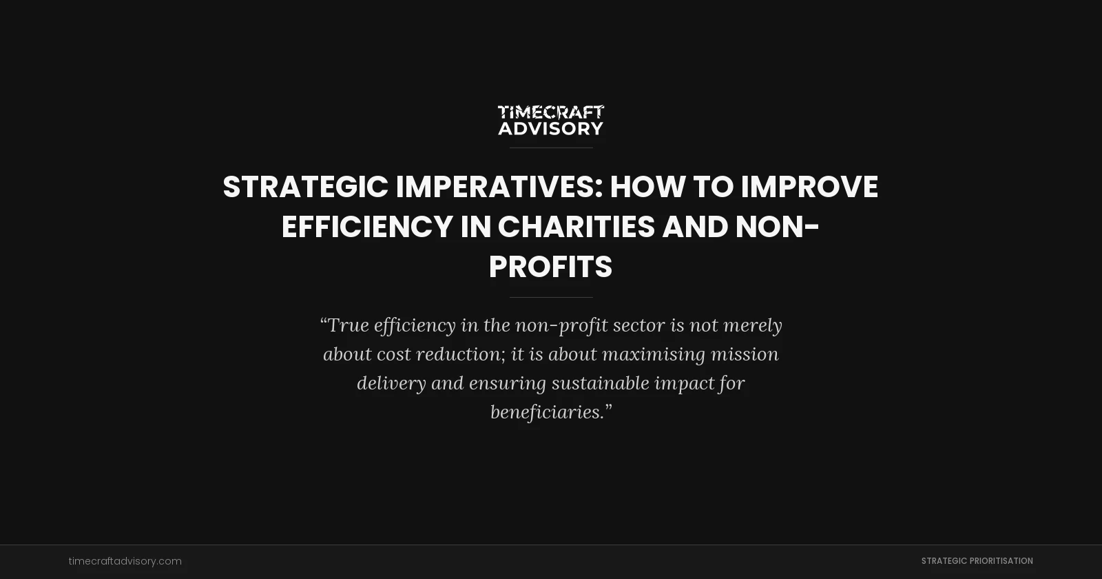 Strategic Imperatives: How to Improve Efficiency in Charities and Non-Profits