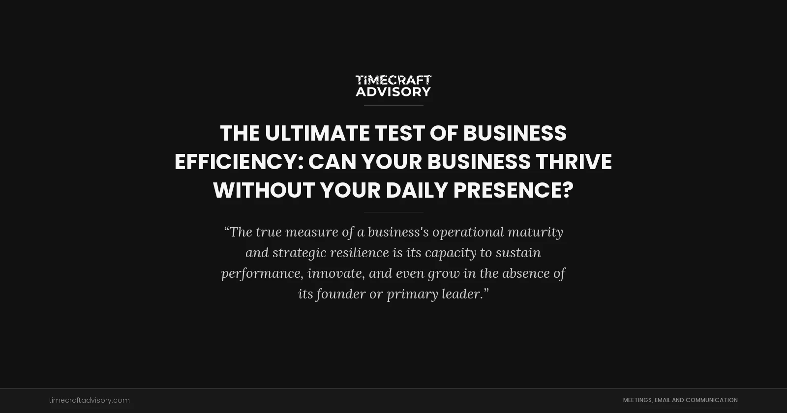 The Ultimate Test of Business Efficiency: Can Your Business Thrive Without Your Daily Presence?