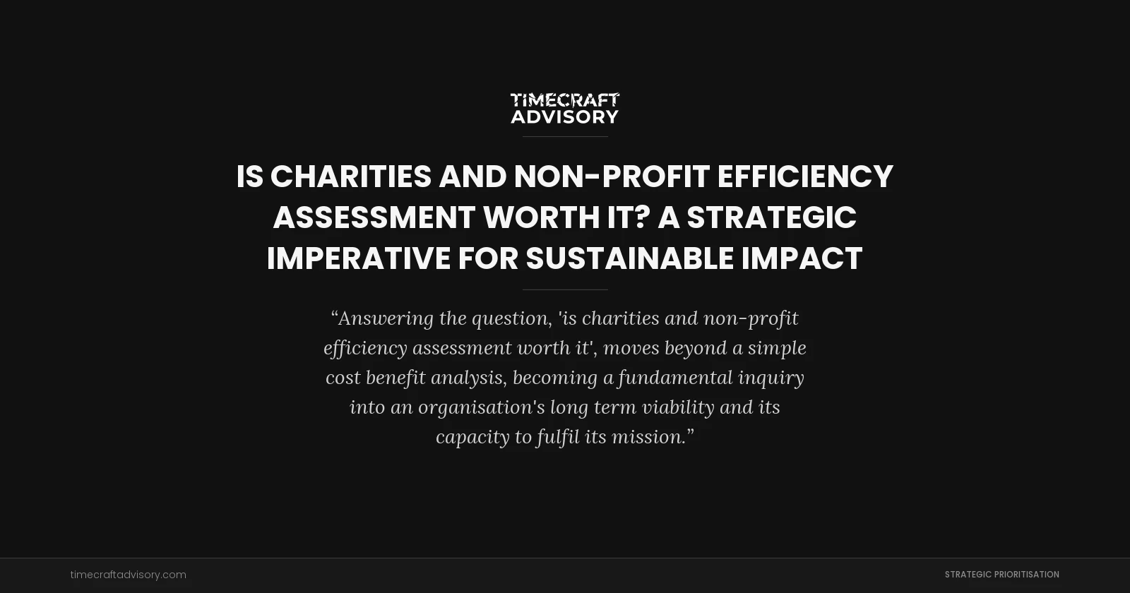 Is Charities and Non-Profit Efficiency Assessment Worth It? A Strategic Imperative for Sustainable Impact